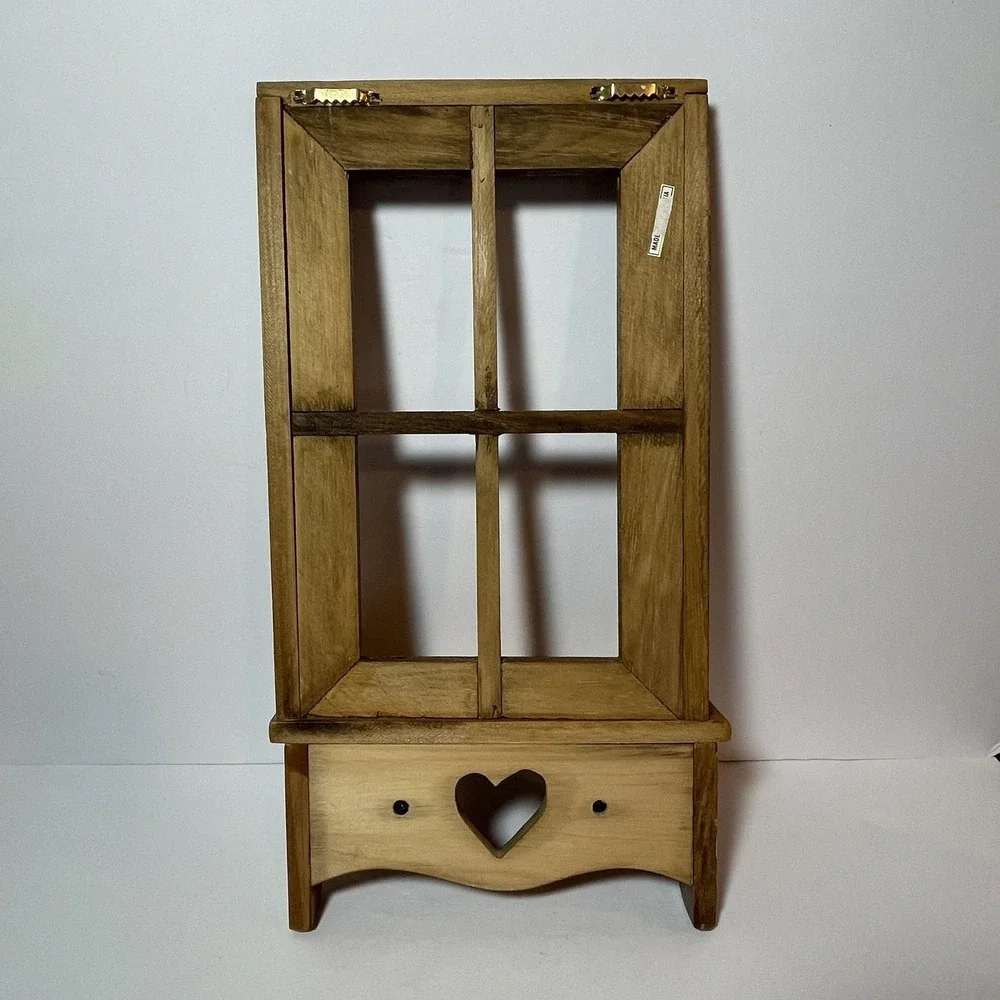 Wood Wall Decor Shelf Heart Cut Out Kitchen Pegs Cottagecore Granny Country VTG